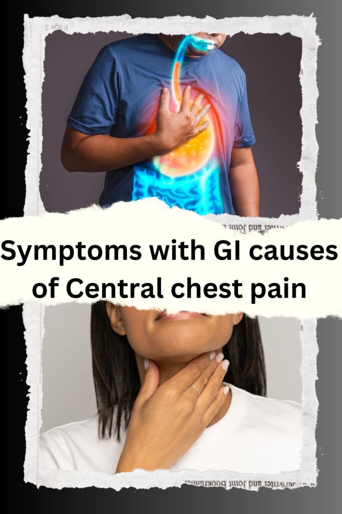 Gut symptoms in chest pain in middle of chest